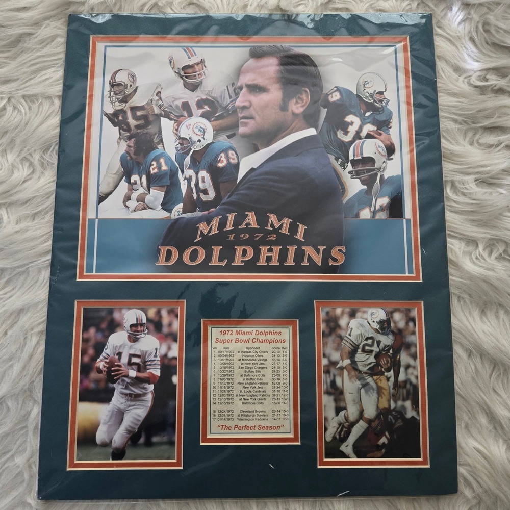 Miami Dolphins‎ 1972 Perfect Season 17-0 Super Bowl Champions Matted Photo 16x20